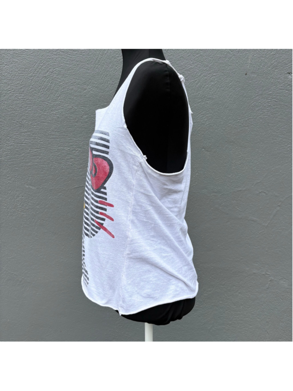 Hello Kitty Distressed Upcycled White Racerback Tank Top OS - Picture 4 of 9